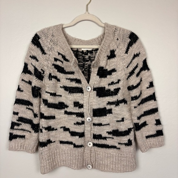 Anthropologie Sleeping on Snow Cardigan Tan Size S Made In Italy Cozy Mohair - Picture 13 of 15